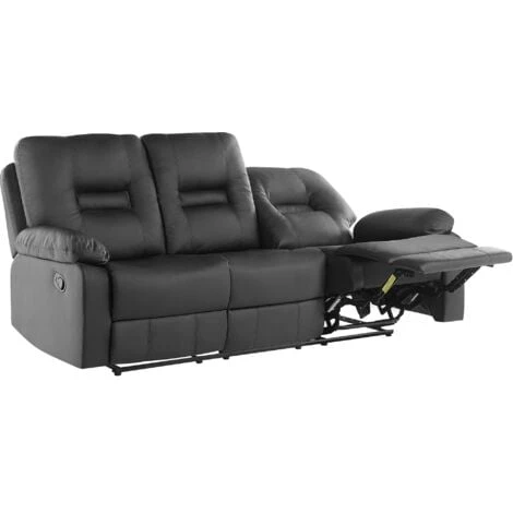 Modern Faux Leather Recliner Sofa Manual Reclining Padded 3 Seater Black Bergen 3 Modern Faux Leather Recliner Sofa Manual Reclining Padded 3 Seater Black Bergen