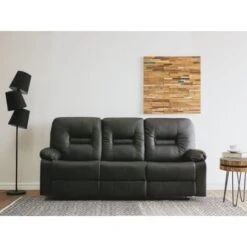 Modern Faux Leather Recliner Sofa Manual Reclining Padded 3 Seater Black Bergen 8 Modern Faux Leather Recliner Sofa Manual Reclining Padded 3 Seater Black Bergen -Living Room Furniture Store 4886197 2