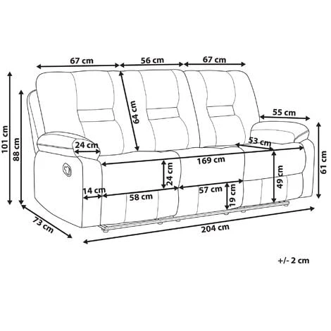 Modern Faux Leather Recliner Sofa Manual Reclining Padded 3 Seater Black Bergen 5 Modern Faux Leather Recliner Sofa Manual Reclining Padded 3 Seater Black Bergen - Image 3