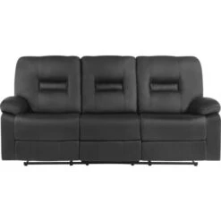Modern Faux Leather Recliner Sofa Manual Reclining Padded 3 Seater Black Bergen 10 Modern Faux Leather Recliner Sofa Manual Reclining Padded 3 Seater Black Bergen -Living Room Furniture Store 4886197 4