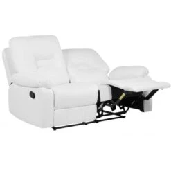 Modern Faux Leather Recliner Sofa Manual Reclining Padded 2 Seater White Bergen