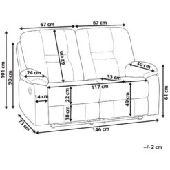 Modern Faux Leather Recliner Sofa Manual Reclining Padded 2 Seater White Bergen -Living Room Furniture Store 4886198 3