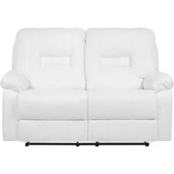 Modern Faux Leather Recliner Sofa Manual Reclining Padded 2 Seater White Bergen -Living Room Furniture Store 4886198 4