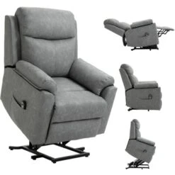 HOMCOM Power Lift Chair Electric Riser Recliner With Remote Control Grey