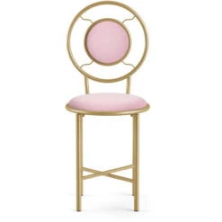 Set Of 2 Velvet Dressing Table Chair Vanity Makeup Stool Thick Padded Round Backrest Bedroom Seat -Living Room Furniture Store 48880441 3