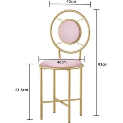 Set Of 2 Velvet Dressing Table Chair Vanity Makeup Stool Thick Padded Round Backrest Bedroom Seat -Living Room Furniture Store 48880441 5