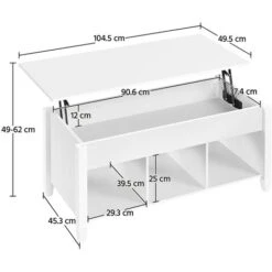 Yaheetech Wooden Lift Top Coffee Table Coffee Accent Table, White -Living Room Furniture Store 49657285 5