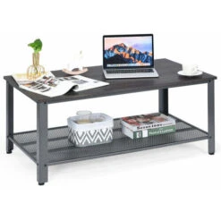 Coffee Table Wood Accent Furniture Square Cocktail Table Steel Frame