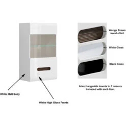 Wall Display Cabinet Glass Door Unit LED Light White Gloss Azteca -Living Room Furniture Store 50150202 4