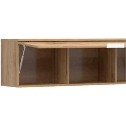 Wall Cabinet Unit Storage Bedroom Living Room Oak Effect 135cm Lift Up Modern Shelf Zele -Living Room Furniture Store 50150306 4