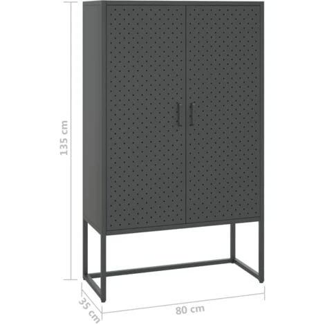 Highboard Anthracite 80x35x135 Cm Steel VidaXL 5 Highboard Anthracite 80x35x135 Cm Steel VidaXL - Image 3