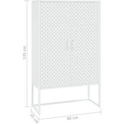Highboard White 80x35x135 Cm Steel VidaXL -Living Room Furniture Store 50902842 3