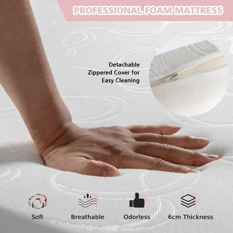 COSTWAY Folding Bed With Mattress, 2-in-1 Convertible Sofa Bed Ottoman, Space-Saving Button Tufted Couch Sleeper Guest Lounger Footstool For Living Room, Bedroom And Office (Pink) 7 COSTWAY Folding Bed With Mattress, 2-in-1 Convertible Sofa Bed Ottoman, Space-Saving Button Tufted Couch Sleeper Guest Lounger Footstool For Living Room, Bedroom And Office (Pink) - Image 5