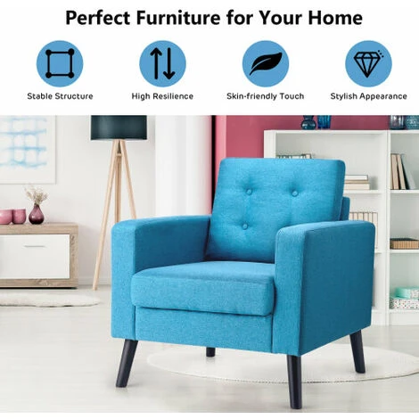 Modern Upholstered Accent Sofa Chair Button Tufted Armchair 4 Modern Upholstered Accent Sofa Chair Button Tufted Armchair - Image 2