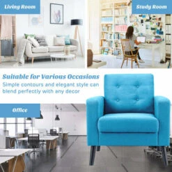 Modern Upholstered Accent Sofa Chair Button Tufted Armchair 7 Modern Upholstered Accent Sofa Chair Button Tufted Armchair -Living Room Furniture Store 50950331 3