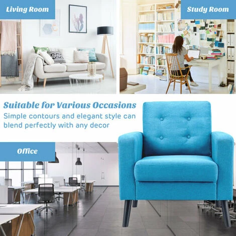 Modern Upholstered Accent Sofa Chair Button Tufted Armchair 5 Modern Upholstered Accent Sofa Chair Button Tufted Armchair - Image 3