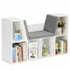 COSTWAY 6-Cube Kids Bookcase, Wooden Display Shelving Unit Organizer With Cushioned Reading Nook, Multi-Functional Storage Shelf Cabinet (White) -Living Room Furniture Store 51318886 1
