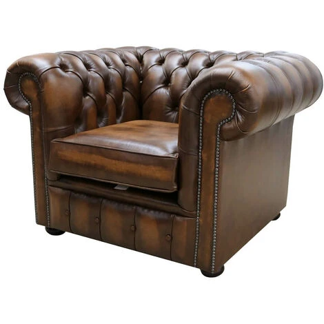 Chesterfield Club Chair Antique Tan Leather 4 Chesterfield Club Chair Antique Tan Leather - Image 2