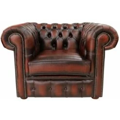 Chesterfield Low Back Club ArmChair Antique Rust Leather