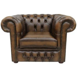 Chesterfield Winchester Low Back Club ArmChair Antique Tan Leather