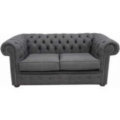 Buy Grey Fabric Chesterfield Linen Sofa Settee DesignerSofas4U
