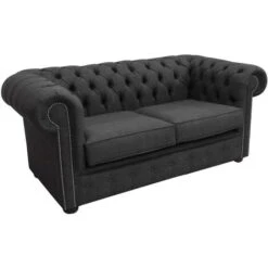 Buy Grey Fabric Chesterfield Linen Sofa Settee DesignerSofas4U -Living Room Furniture Store 51588212 3