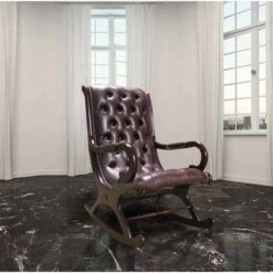 Chesterfield York Slipper Rocking Chair Old English Smoke Leather