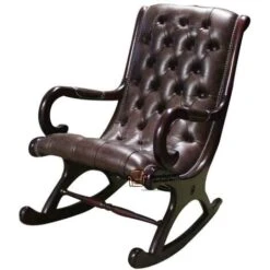 Chesterfield York Slipper Rocking Chair Old English Smoke Leather -Living Room Furniture Store 51588264 3