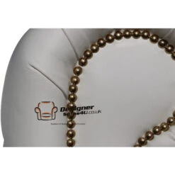 Chesterfield 2 Seater White Leather Sofa Brass Studs -Living Room Furniture Store 51591639 3