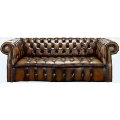Gold Antique Leather Chesterfield Sofa DesignerSofas4U