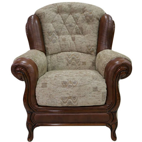 Pistoia Armchair Genuine Italian Tabak Leather Portobello Cocoa Fabric 4 Pistoia Armchair Genuine Italian Tabak Leather Portobello Cocoa Fabric - Image 2