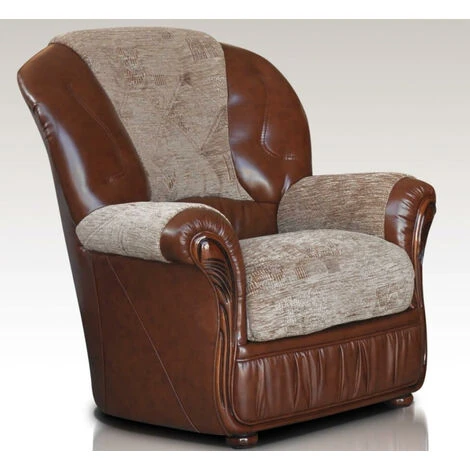 Emma Armchair Genuine Italian Brown Leather Fabric Sofa Offer 3 Emma Armchair Genuine Italian Brown Leather Fabric Sofa Offer