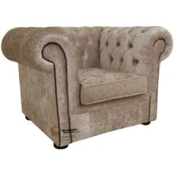 Chesterfield Low Back Club ArmChair Senso Oyster Velvet Fabric -Living Room Furniture Store 51595236 3