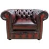 Chesterfield Club Chair Antique Oxblood Red Leather -Living Room Furniture Store 51595254 1