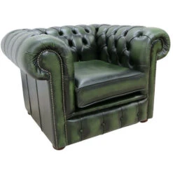 Chesterfield Club Chair Antique Green Leather