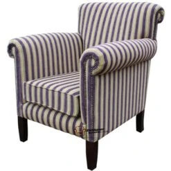 Chesterfield Havana Arm Chair Crystal Stripe Aubergine UK Manufactured -Living Room Furniture Store 51595273 3