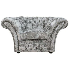 Chesterfield Blenheim Armchair Lustro Argent Velvet