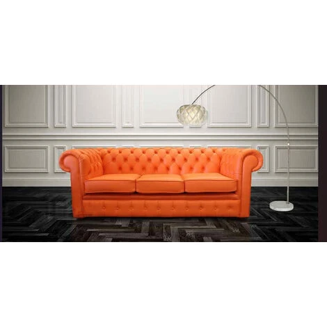 Chesterfield Thomas 3 Seater Settee Mandarin Orange Leather Sofa Offer 3 Chesterfield Thomas 3 Seater Settee Mandarin Orange Leather Sofa Offer