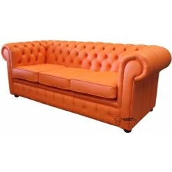 Chesterfield Thomas 3 Seater Settee Mandarin Orange Leather Sofa Offer 7 Chesterfield Thomas 3 Seater Settee Mandarin Orange Leather Sofa Offer -Living Room Furniture Store 51595737 3
