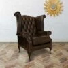 Scroll Wing Chair UK Manufactured Antique Brown -Living Room Furniture Store 51595990 1