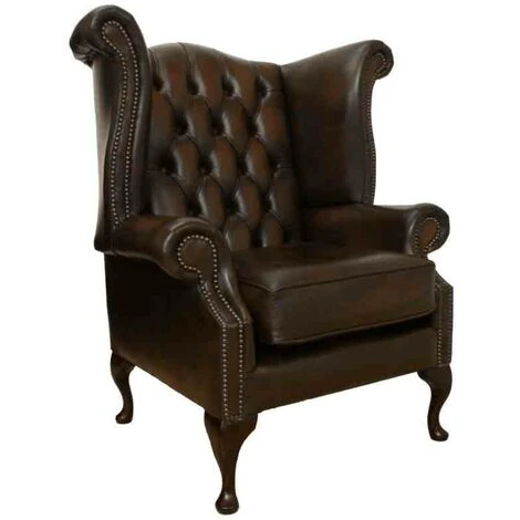 Scroll Wing Chair UK Manufactured Antique Brown 4 Scroll Wing Chair UK Manufactured Antique Brown - Image 2