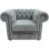 Chesterfield CRYSTALLIZED™ Elements Low Back ArmChair Keira Pewter Fabric -Living Room Furniture Store 51595999 1
