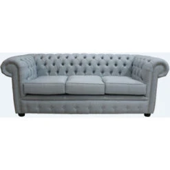 DesignerSofas4U Buy Sky Blue Linen Chesterfield Large Sofa Settee