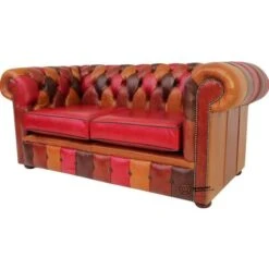 Chesterfield Patchwork Old English 2 Seater Settee Leather Sofa Offer -Living Room Furniture Store 51596701 3