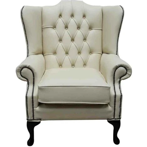 Chesterfield Bloomsbury Flat Wing Queen Anne High Back Wing Chair Cream Leather 3 Chesterfield Bloomsbury Flat Wing Queen Anne High Back Wing Chair Cream Leather