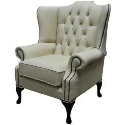 Chesterfield Bloomsbury Flat Wing Queen Anne High Back Wing Chair Cream Leather 7 Chesterfield Bloomsbury Flat Wing Queen Anne High Back Wing Chair Cream Leather -Living Room Furniture Store 51598412 3