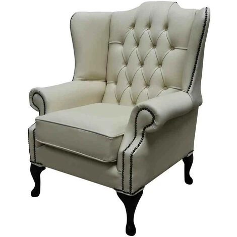 Chesterfield Bloomsbury Flat Wing Queen Anne High Back Wing Chair Cream Leather 5 Chesterfield Bloomsbury Flat Wing Queen Anne High Back Wing Chair Cream Leather - Image 3