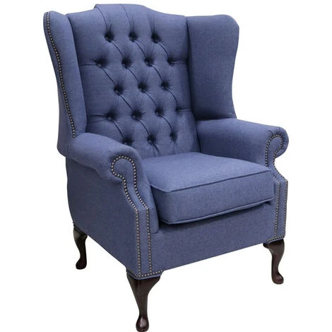 Chesterfield Prince's Flat Wing Queen Anne High Back Wing Chair Calabria Navy 3 Chesterfield Prince's Flat Wing Queen Anne High Back Wing Chair Calabria Navy