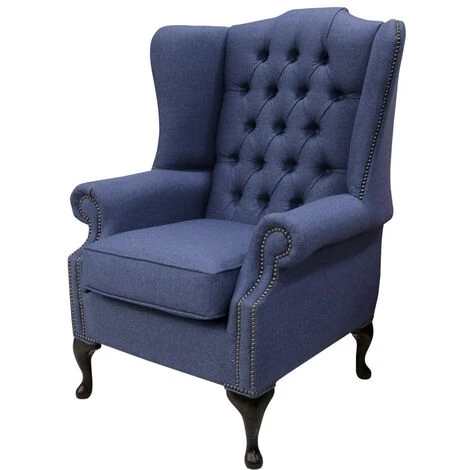 Chesterfield Prince's Flat Wing Queen Anne High Back Wing Chair Calabria Navy 5 Chesterfield Prince's Flat Wing Queen Anne High Back Wing Chair Calabria Navy - Image 3
