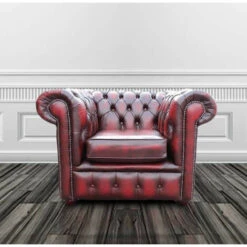 Chesterfield Low Back Club ArmChair Antique Oxblood Leather